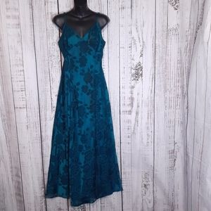 Victoria's Secret gold label y2k semi sheer maxi slip peignoir dress w/ slit vtg